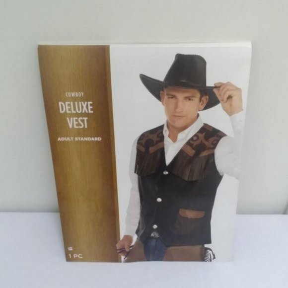 Mens COWBOY VEST Western Outfit Costume Unisex Rodeo Comic-con New - Picture 1 of 16
